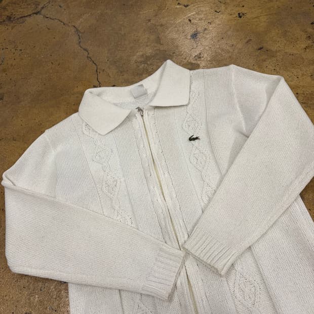 라코스테 화이트 카라 니트 집업