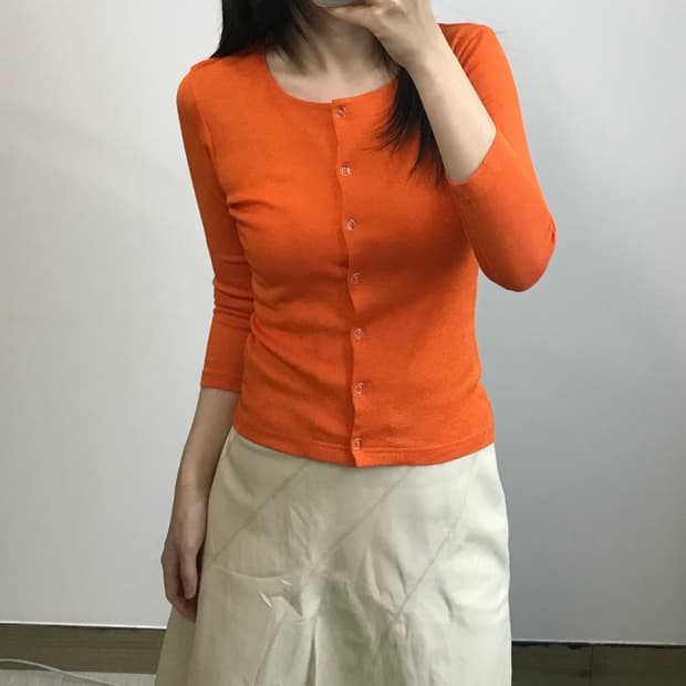 빈티지 오렌지 가디건