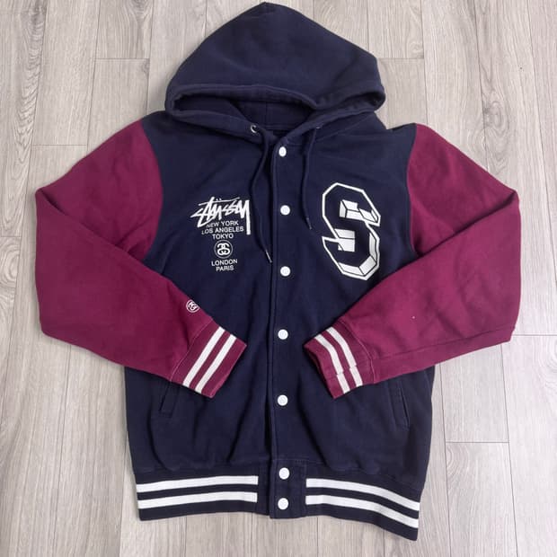 스투시 S로고 월드투어 버튼 후드집업