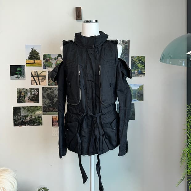 Black y2k silt zipper jacket