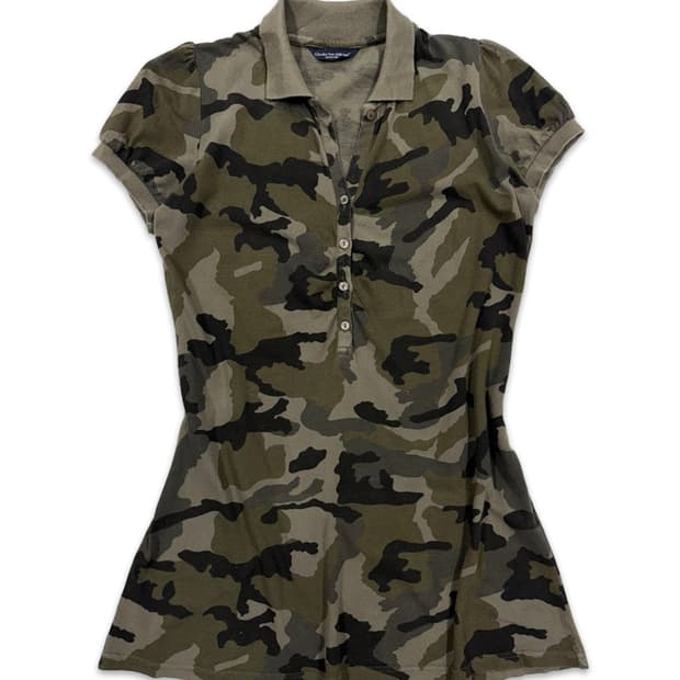 빈티지 밀리터리 캡소매 미니 원피스