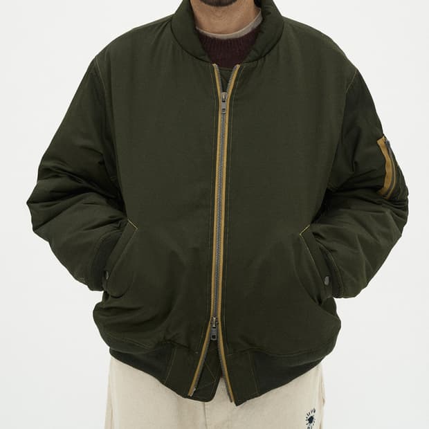 새상품(M)파르티멘토 신슐레이트 빈티지 워시드 MA-1 블루종 카키