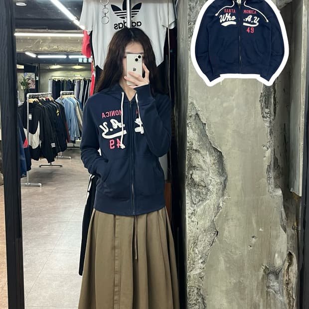 후아유 레터링 후드집업 네이비 M #csz2381