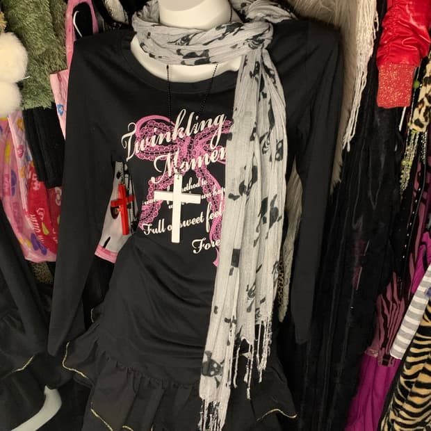 y2k 키치 펑크 프린팅 긴팔 emo