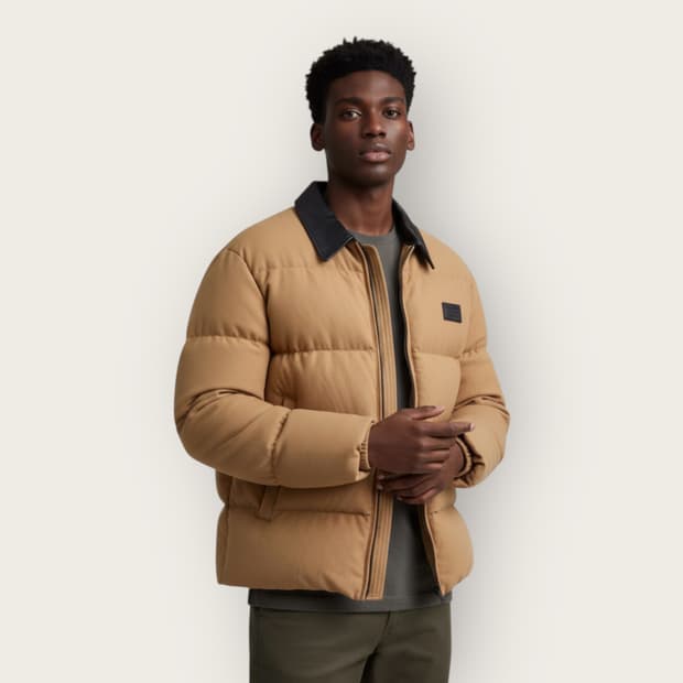 XXL/ 버버리 24FW 레더카라 캐시미어 구스패딩