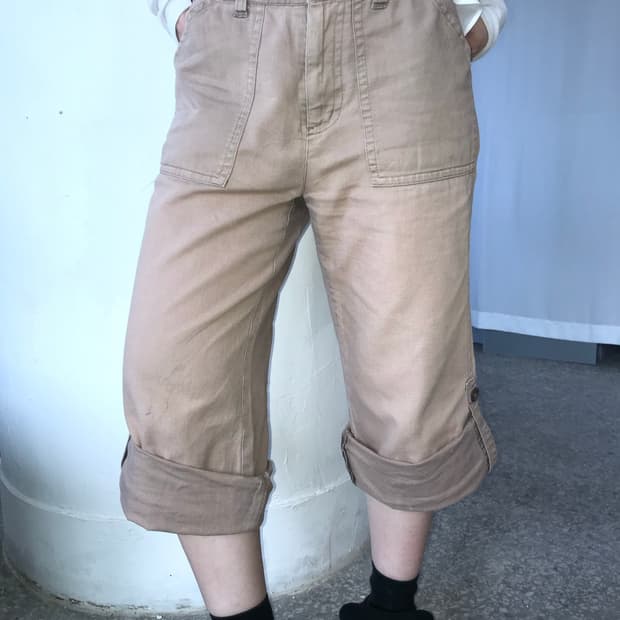 브라운 카프리 팬츠