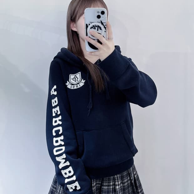 아베크롬비 블랙 사이드로고 후드