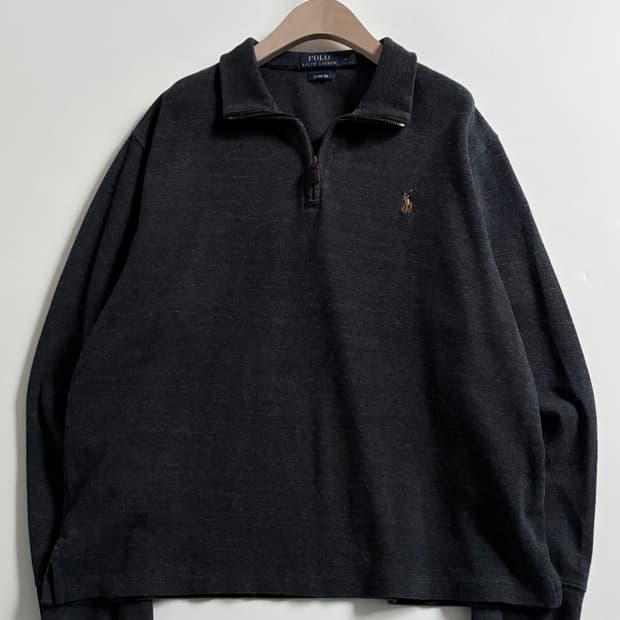 Polo 폴로 랄프로렌 신형라벨 차콜컬러 하프집업 니트