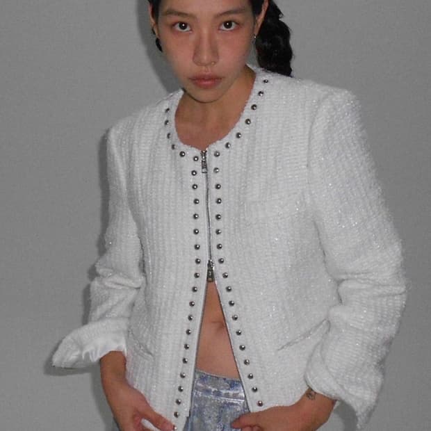 김미더영) G_stud tweed jaket