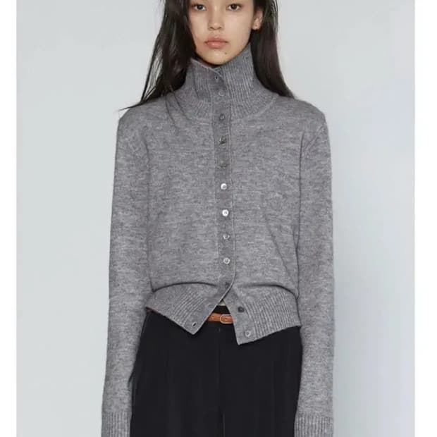 Michiko London 미치코런던 하이넥 폴라 가디건 그레이