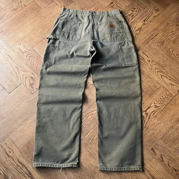 [34]칼하트 USA 빈티지 워싱 모스그린 싱글니 카펜터 워크 팬츠