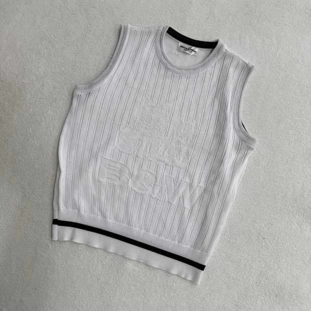 실측확인 블랙앤화이트 니트 베스트 0327T