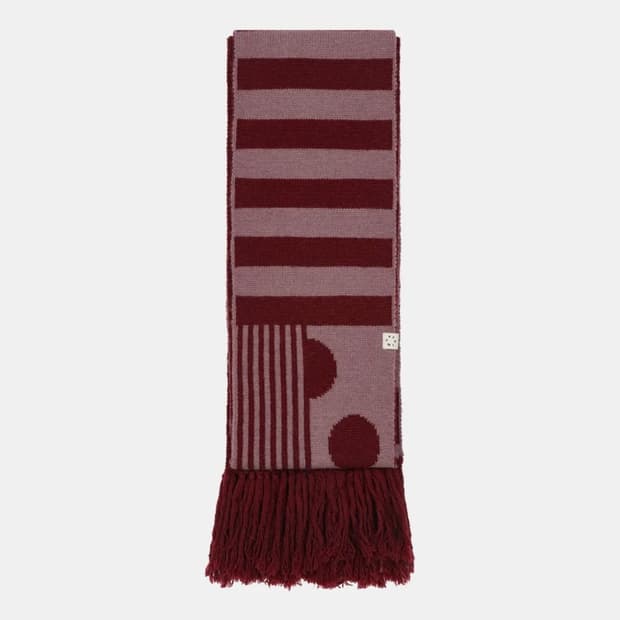 오헤시오 도트 스트라이프 머플러 핑크