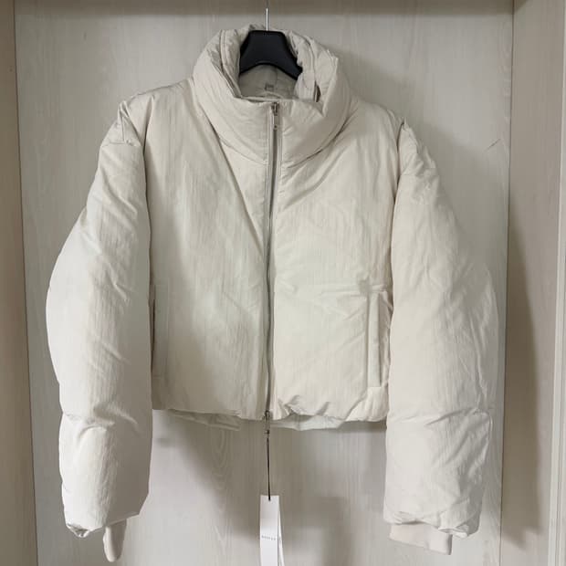 여성용 노이어 크롭 레이어드 푸퍼 자켓 38 화이트