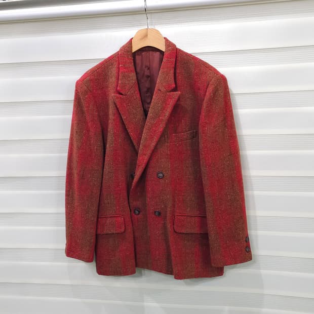 JAPAN 70-80s 더블 브레스티드 트위드울 자켓- 우먼프리