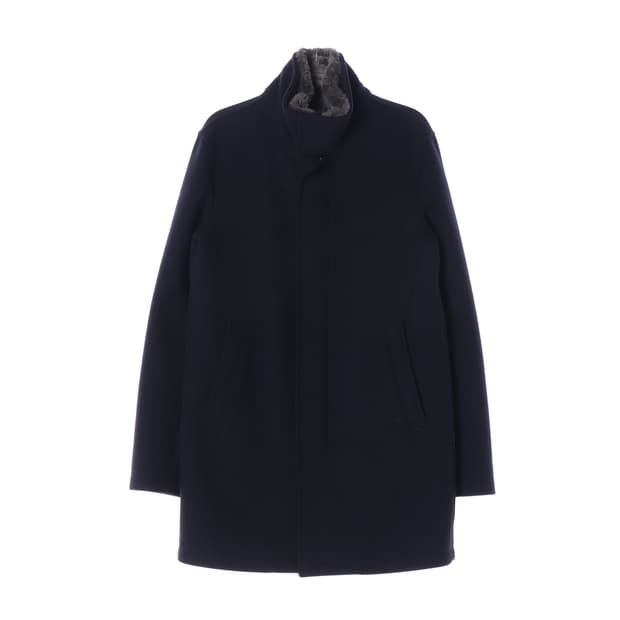 에르노 울 블렌드 하이넥 버튼 코트