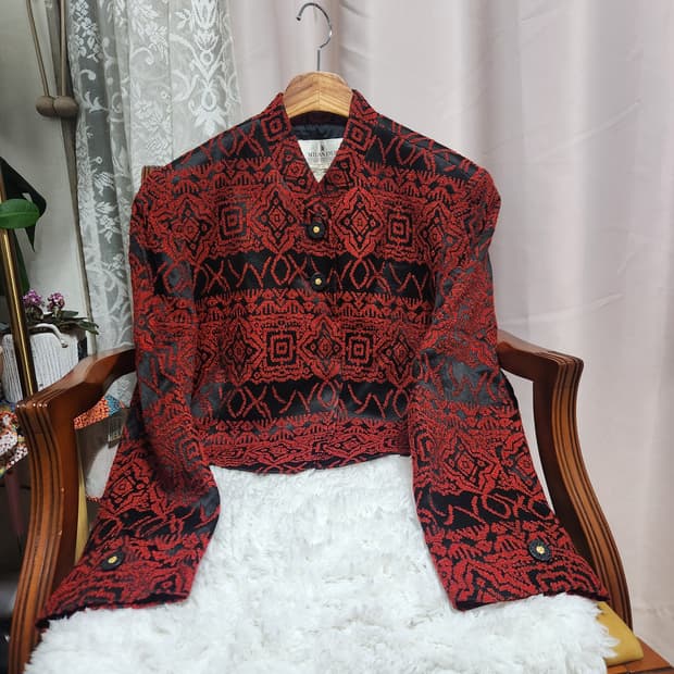 MILAN DONNA 패턴 자켓 레드 블랙