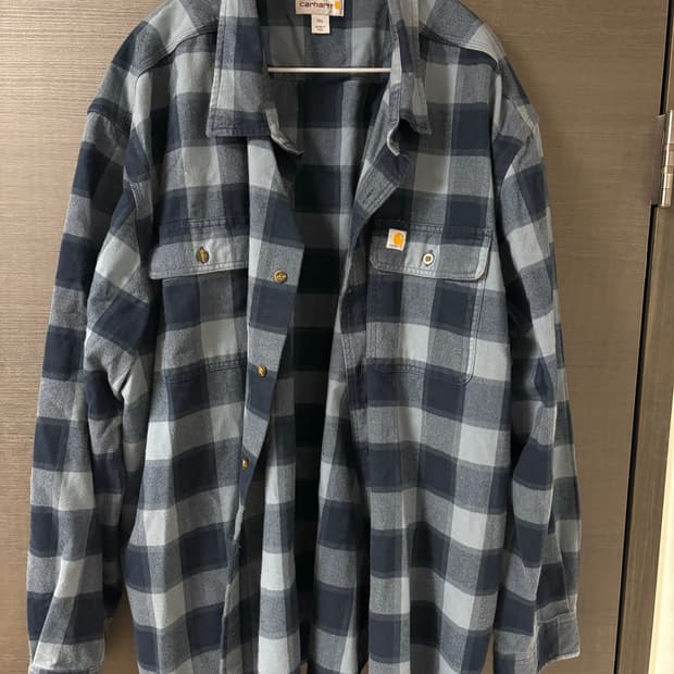 3XL - 칼하트 플란넬 체크 셔츠 네이비