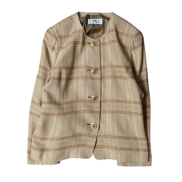 JPN 브라운 체크 패턴 자켓