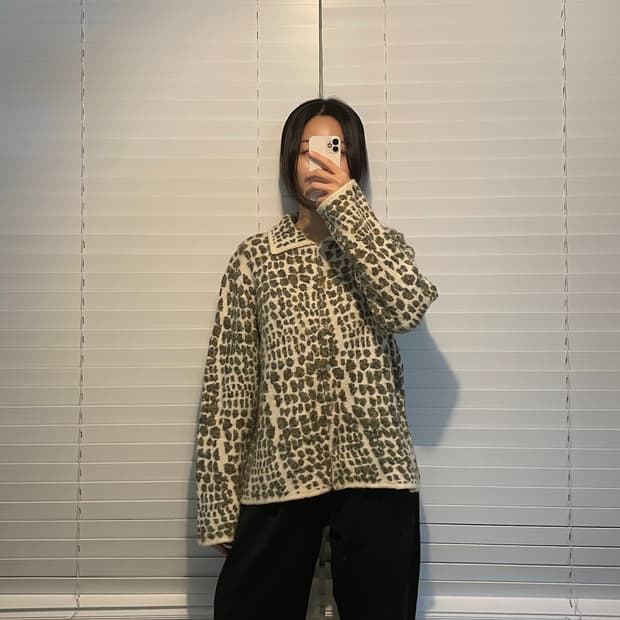 미스컬리지 패턴 니트 가디건