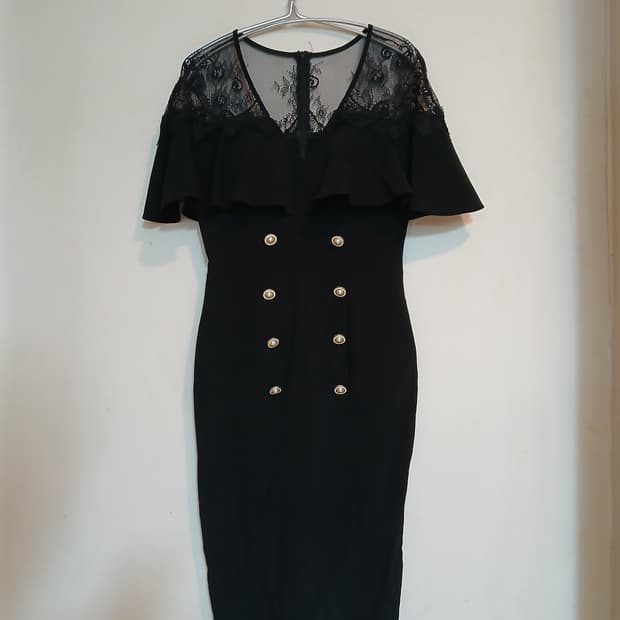 고급 레이스 케이프 더블 금장 버튼 원피스 드레스 섹시 티아라 두타 홀복