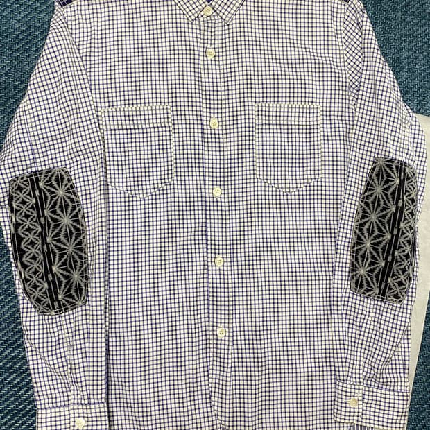 준야와타나베 맨 패치워크 체크 셔츠 M