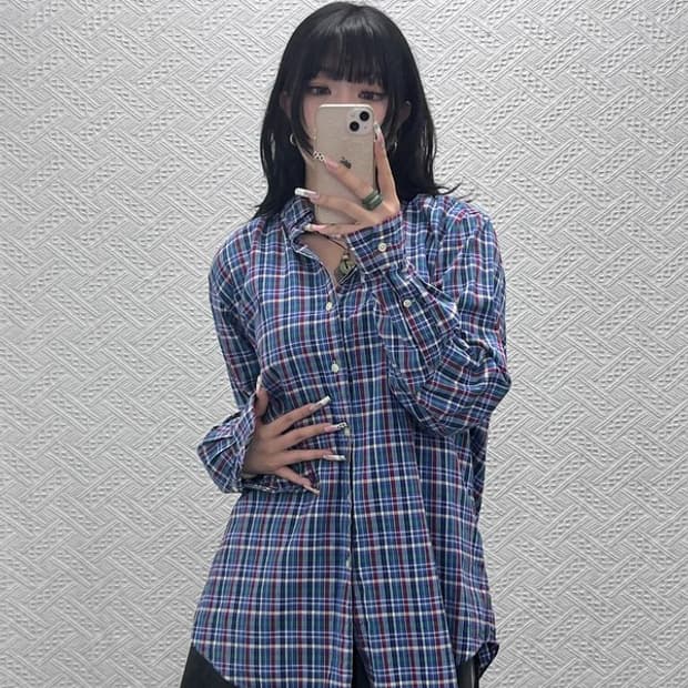 폴로 랄프로렌 레트로 컨트리 빈티지 오버핏 체크 셔츠 L C11515