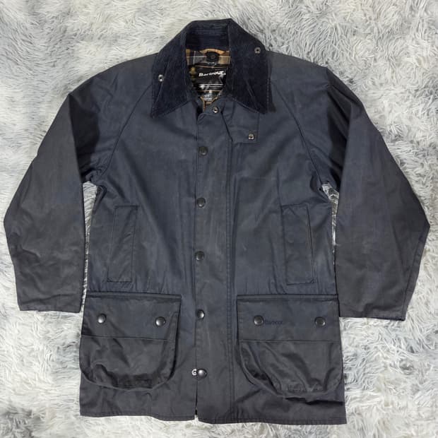 바버 애쉬비 왁스 자켓 네이비