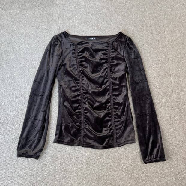 comme ca ism 벨벳 셔링 티셔츠