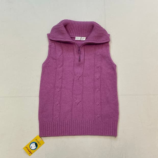 일본빈티지 오키드핑크 울조끼