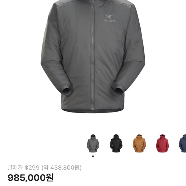 아크테릭스 아톰 AR 후디 마이크로칩 색상입니다. XL 사이즈로, 넉넉하