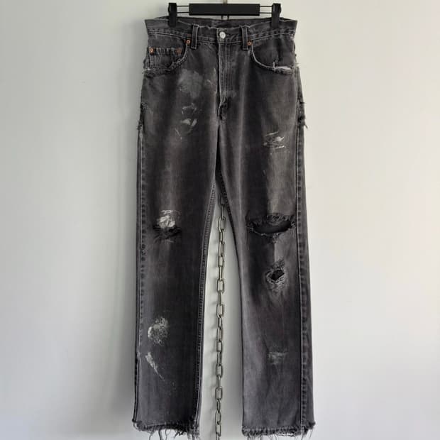 빈티지 Levis 505 Paint Black Denim Jeans