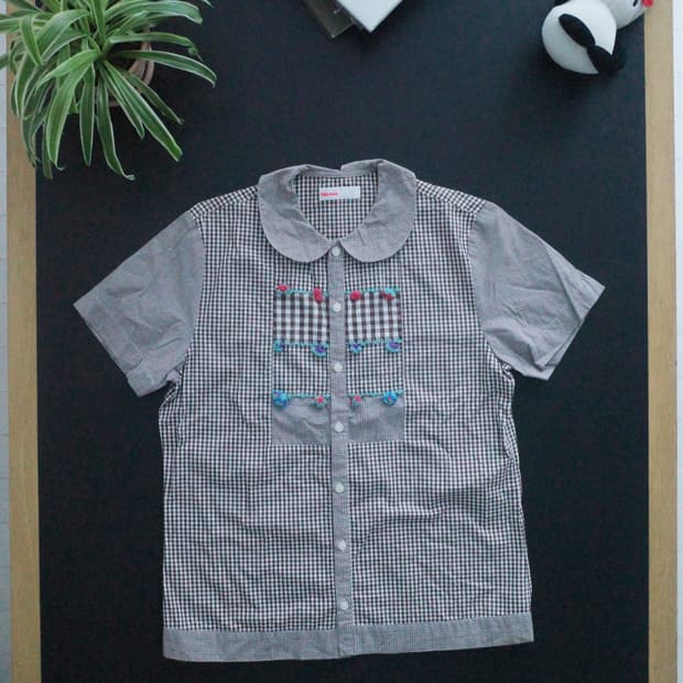 네넷 플라워 체크 셔츠