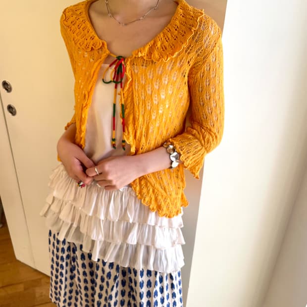 orange bolero cardigan