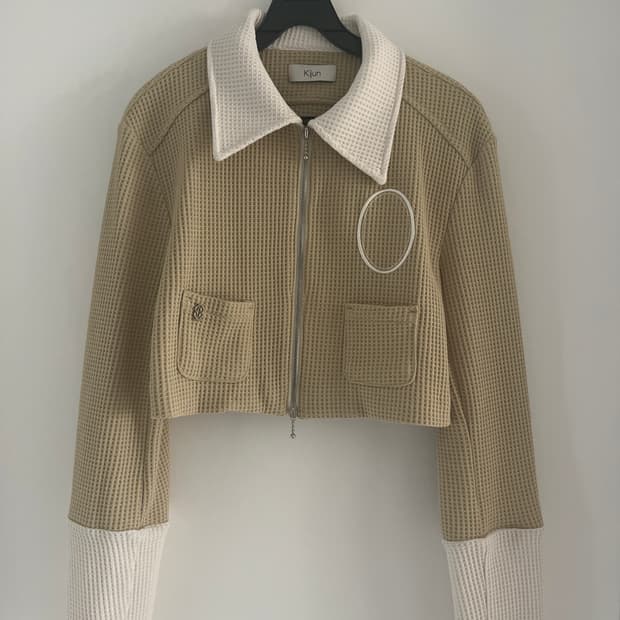 kijun 크롭 와플 자켓