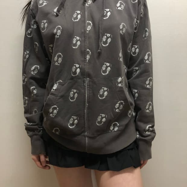 빈티지 그레이 펑크 후드집업