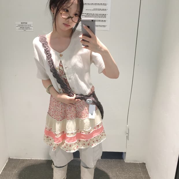 빈티지 코랄 아이보리 플라워 코디세트