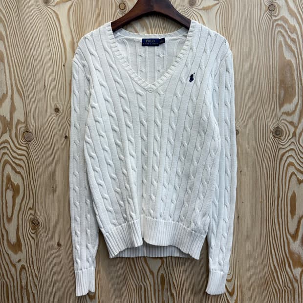폴로 랄프로렌 브이넥 꽈배기 니트