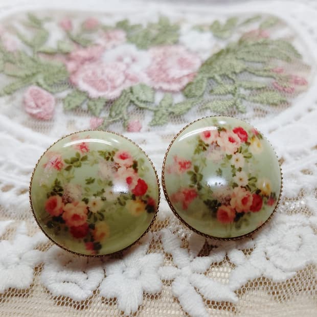 vintage) 빈티지 플라워 패턴 귀걸이