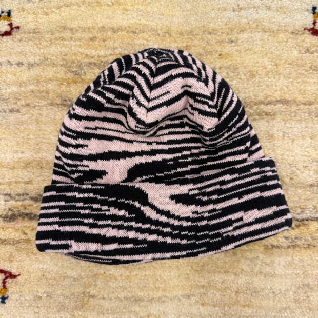 빈티지 지브라 패턴 비니