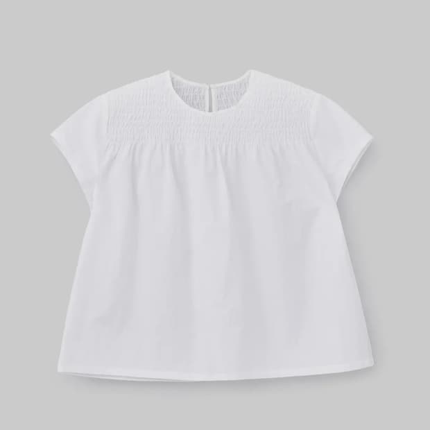 코스모스 SMOCKED YOKE BLOUSE (WHITE)