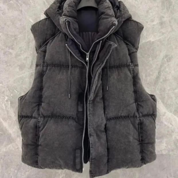 준지 다운 데님 베스트 패딩조끼 48 새상품