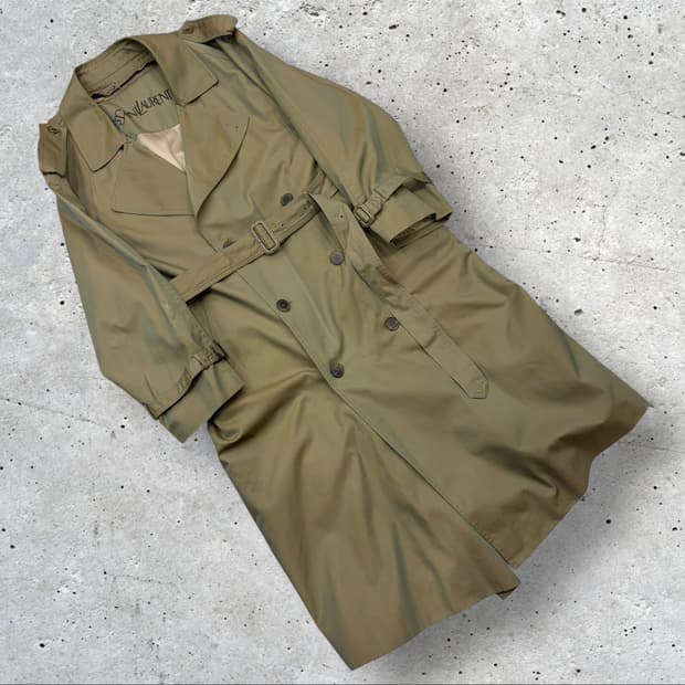 [100] 93s 입생로랑 뿌르 옴므 카키색 트렌치코트 C971