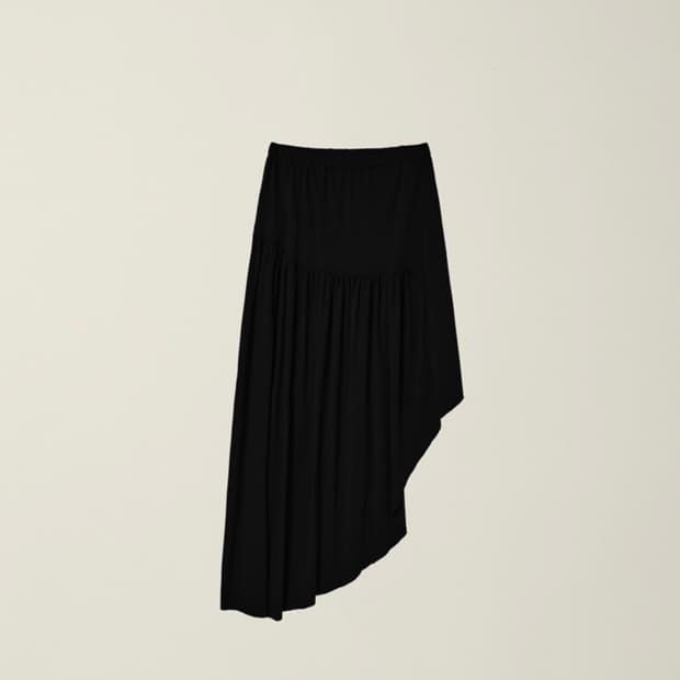 UNBALANCE GATHER SKIRT BLACK