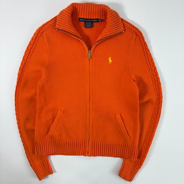 Polo 폴로 랄프로렌 우먼스 오렌지 집업 니트 가디건