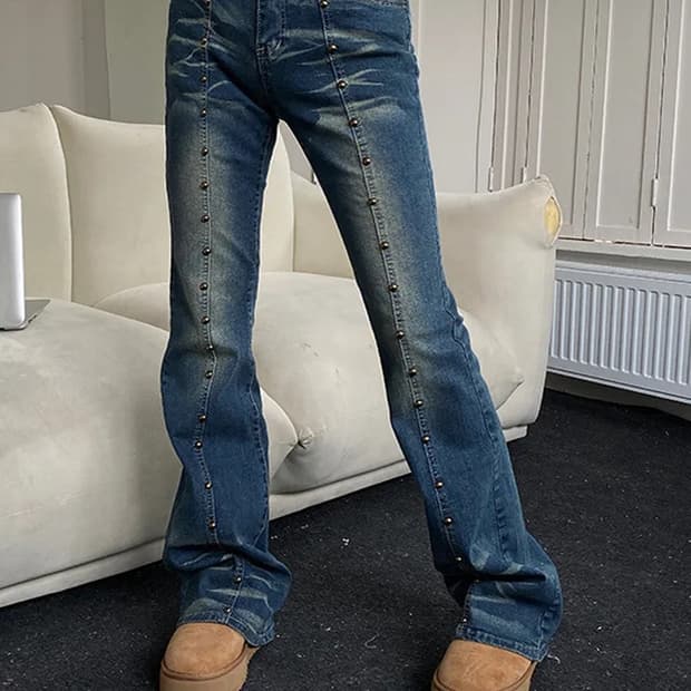 로우웨이스트 스터드 부츠컷 데님