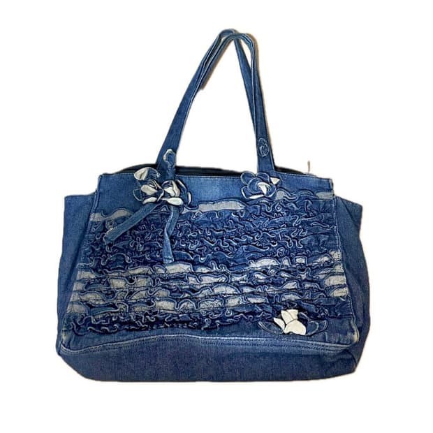 빈티지 데님 셔링 토트백 모리걸 너드 니혼진 y2k 하구미 가방