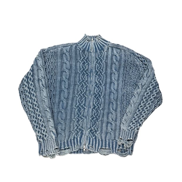 BIRTHDAY 빈티지 케이블 니트 집업