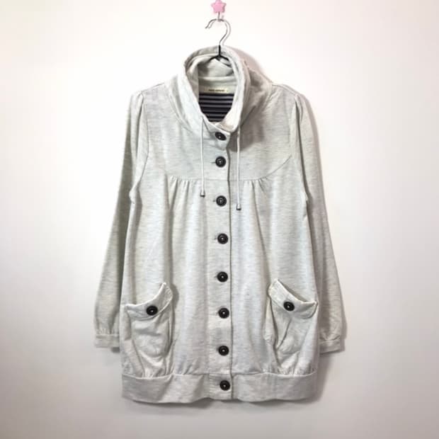 Jpn Oatmeal High-Neck Button Cardigan