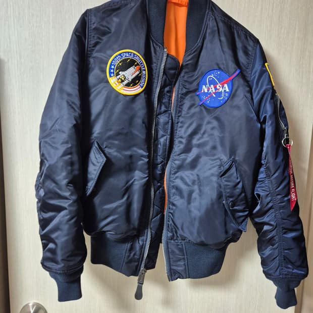 알파인더스트리 USA 성조기 나사 ma-1 플라이트 자켓 S 항공점퍼